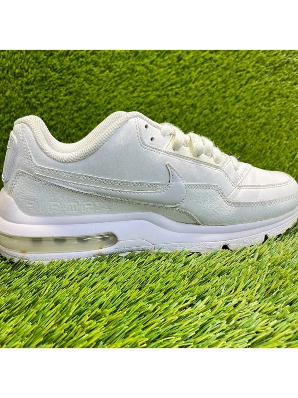 Nike Air Max LTD 3 Mens Size 7.5 Triple White Athletic Leather Shoes Sneakers